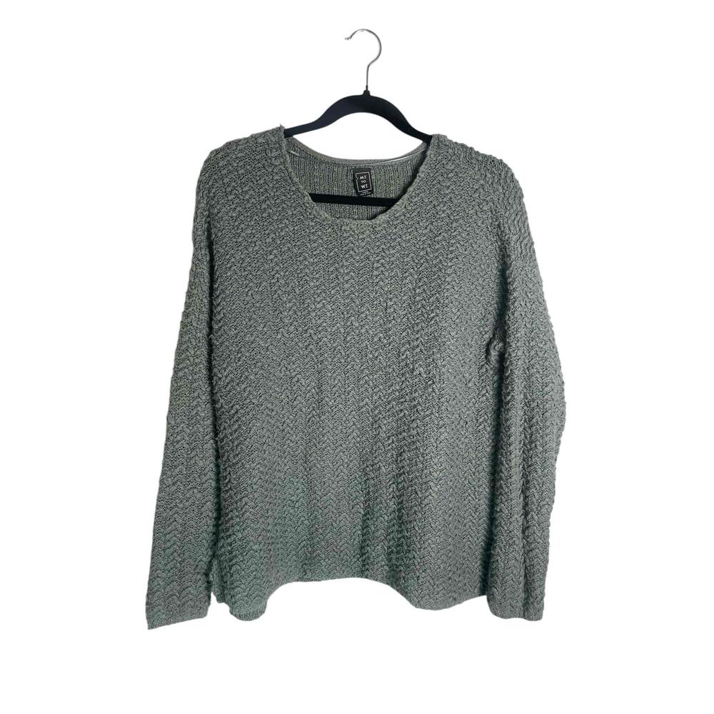 Me‎ To We Women's Green Cable Knit Pullover Chenille Sweater Large